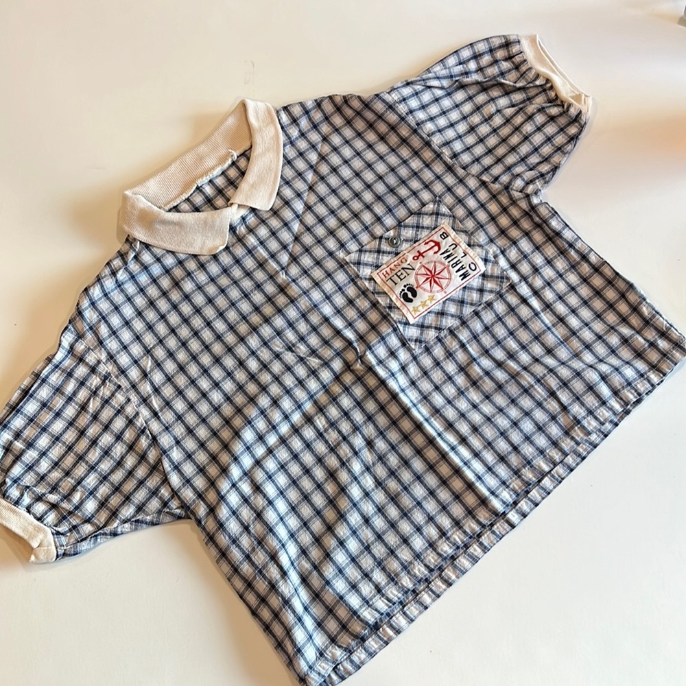 Hang Ten‎ - vintage linen crop collard blouse